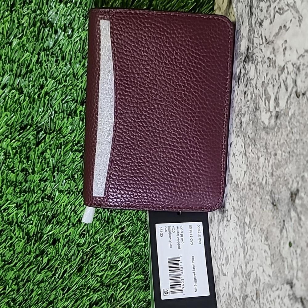 kate spade Ava Pebbled Leather Bifold Card Case Cordovan One Size NWT - Picture 3 of 8